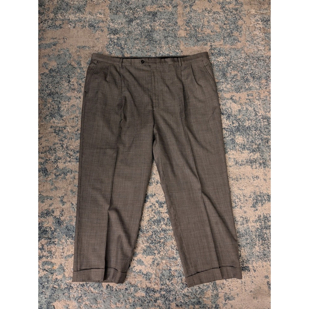 Hart Schaffner Marx Mens Glen Plaid Suit Brown 2 Button Blazer Cuffed Pants USA - Picture 9 of 11